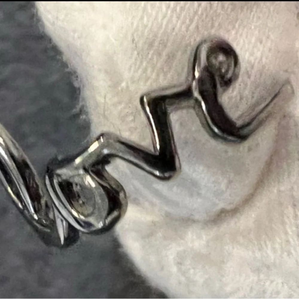 Black silver LOVE ring